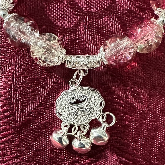 Jewelry - Elegant Pink Beaded Bracelet with Silver Charm